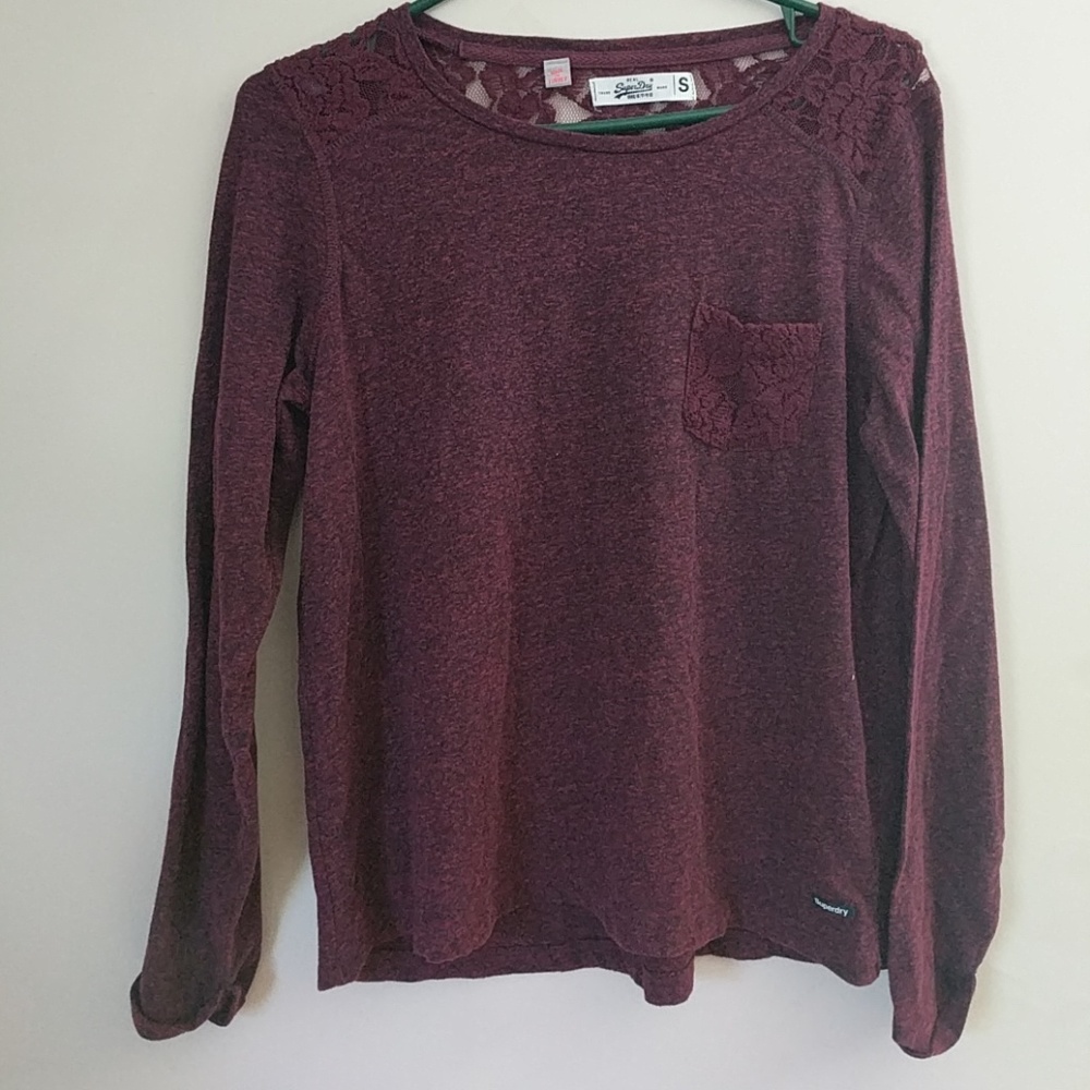 SUPERDRY maroon lace top